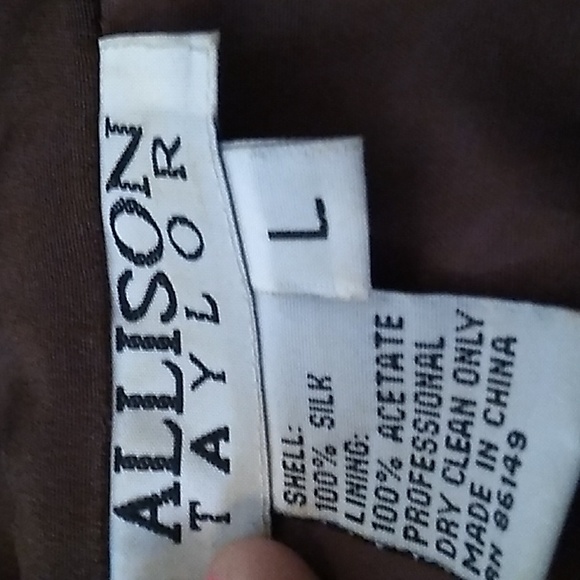 VINTAGE Allison Taylor Silky Brown Jacket size women's large - Picture 2 of 2